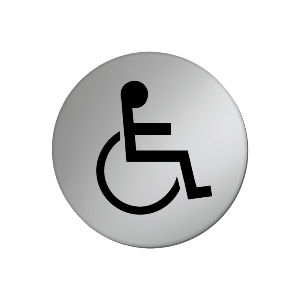 DISABLED SYMBOL DISK SILVER FINISH 75MM DIAMETER DS006