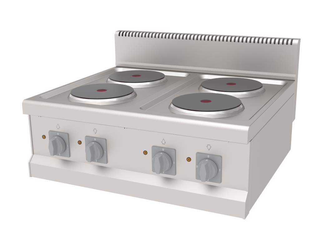 DKR-PRO COOKER ELC8. 4X2.5 kW STOVE S/S TABLE TOP 80X70X30 CM 10 Kw AEO 870 230/380V