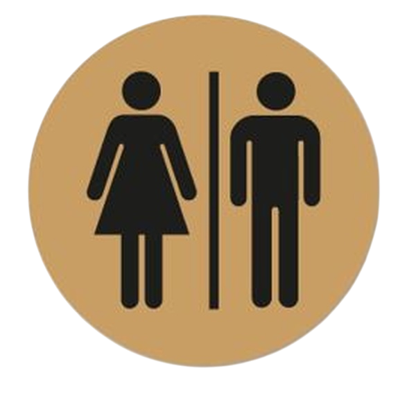 Ladies & Gents 75mm Diameter Toilet Door Disc - gold ds111