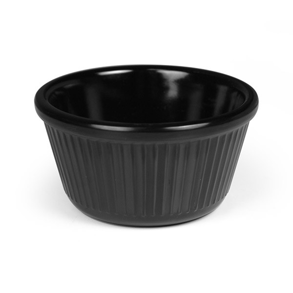 MELAMINE RAMEKIN BLACK RIBBED 4OZ M104K-6