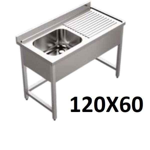 SINK UNIT SET SINGLEc 120X60 CM BOWL 40X40X30 WITH STAND LEFT S/S