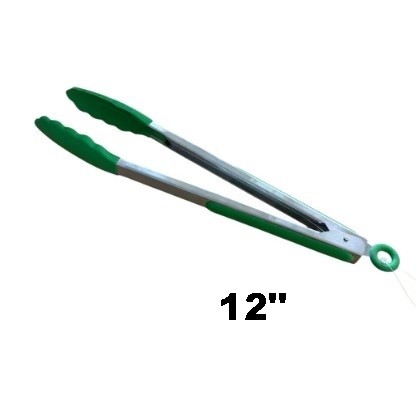 Silicone Tongs GREEN 12" 7841