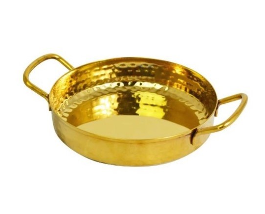MINI DEEP PAN WITH HANDLES - SS - HAMMERED - GOLD FINISH - 15cm