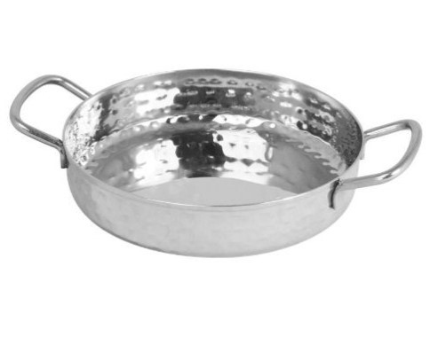 MINI DEEP PAN WITH HANDLES - SS - HAMMERED - 15cm