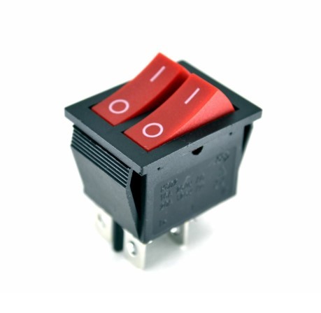 ROCKER SWITCH DOUBLE 5 LEG BIG RED OPEN-CLOSE 13 AMP