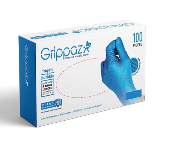 Grippaz Disp P/F Nitrile Glove Blue XXL (Pack of 100) SKU:72615