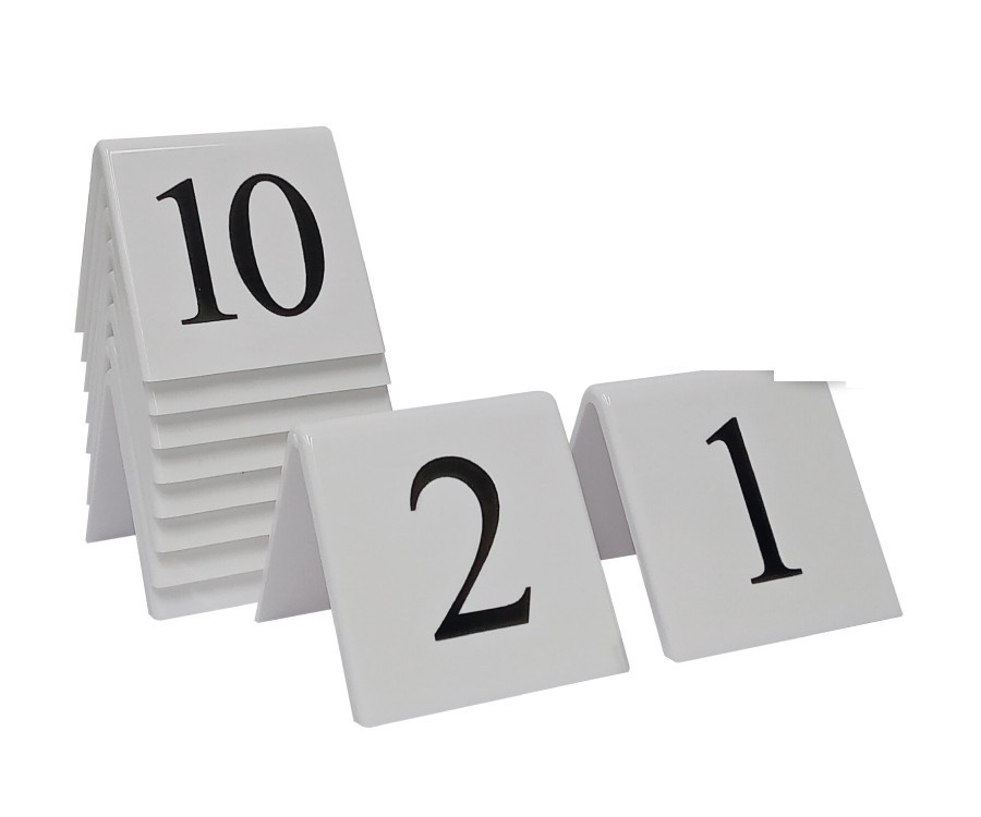 WHITE TABLE NUMBER SET 01 TO 10 50X50MM TNW0110
